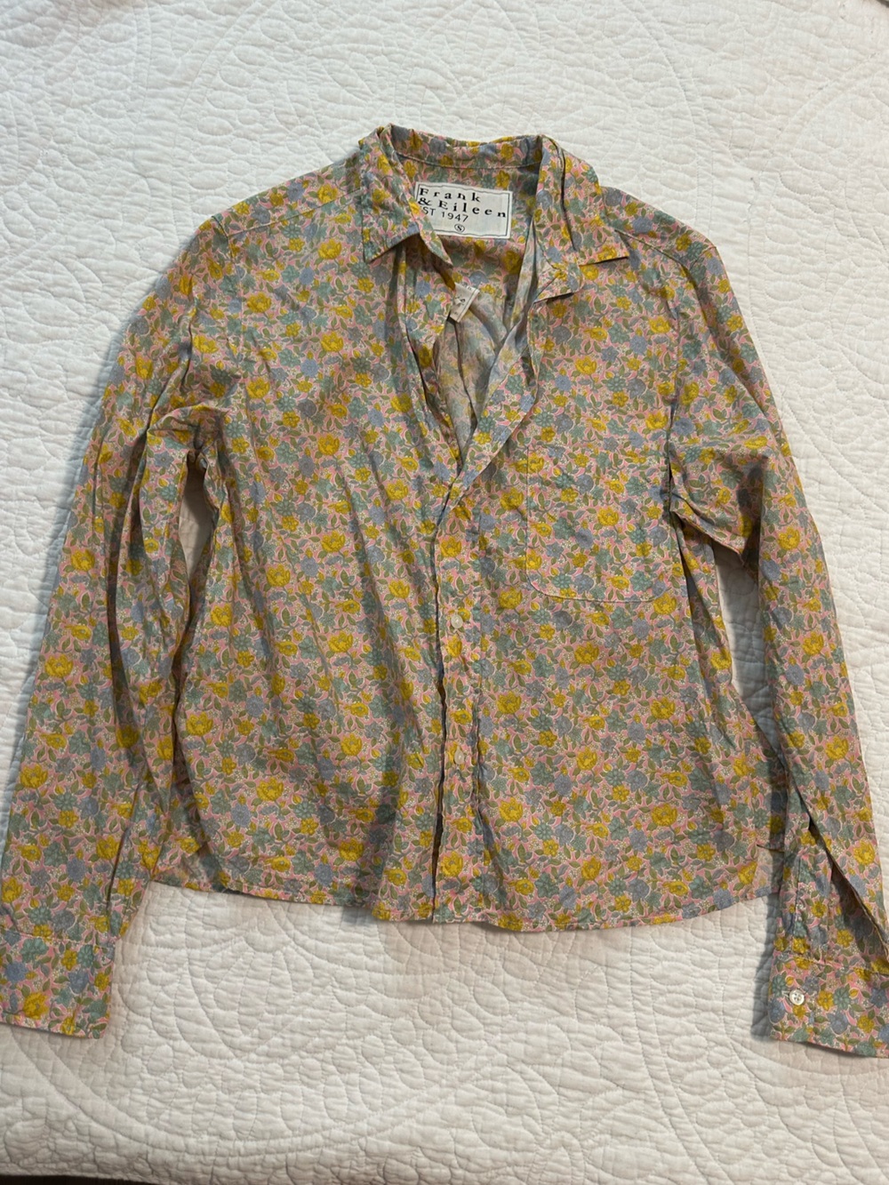 Frank & Eileen Floral Button-Down Shirt in Yellow, Pink and Green
